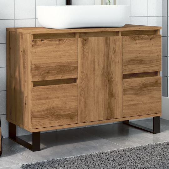 vidaXL Waschtisch mit Waschbecken L80xB33xH60cm Oaks