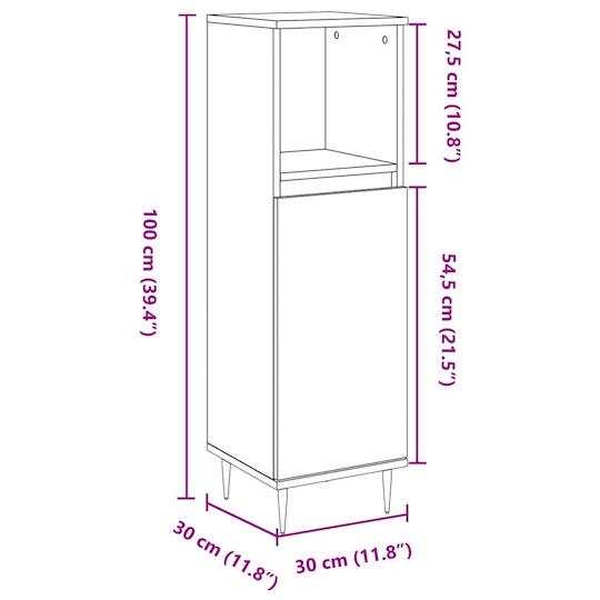 vidaXL Cabinet de baie L30xA30xÎ100cm Stejar