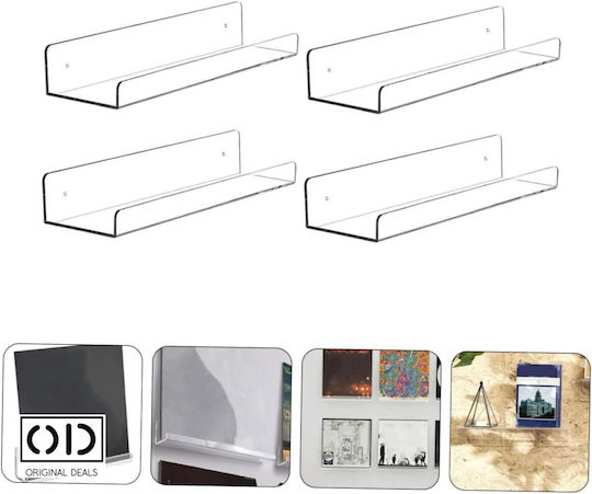 Transparent Wall Shelves (4 Pieces) 10x3.5x3cm