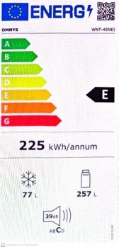 Omnys 334лт NoFrost В170xШ60xД67см. Inox WNT-45NEI