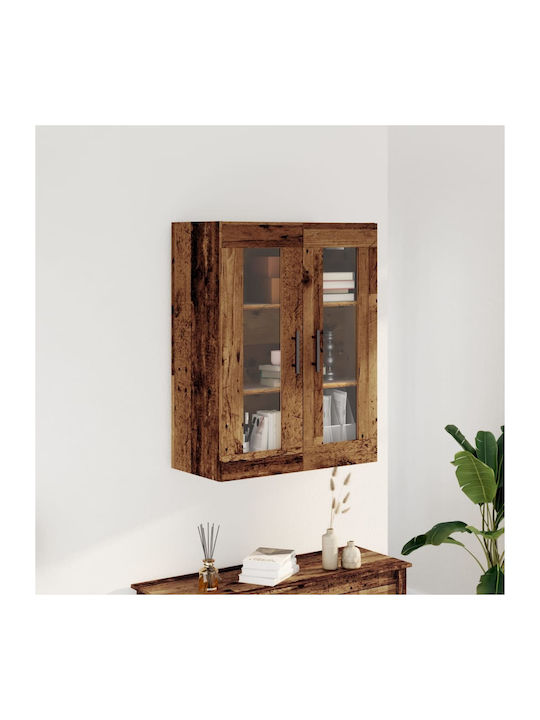 Wall Living Room Display Cabinet made of Particleboard with Glass Coffee 69.5x34x90cm