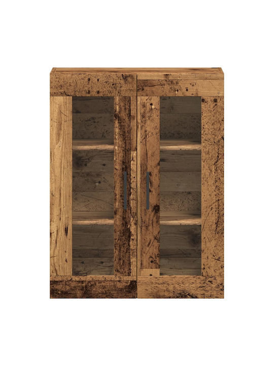 Wand Wohnzimmer Vitrine aus Spanplatte mit Glas Coffee 69.5x34x90cm