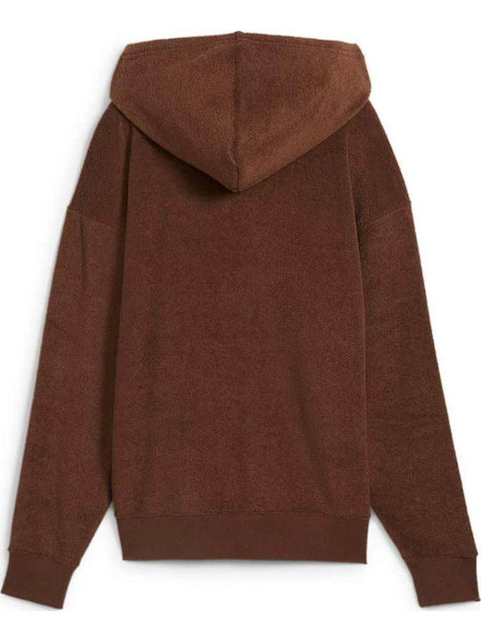 Her Winterized Γυναικεία Ζακέτα Φούτερ με Κουκούλα Καφέ
