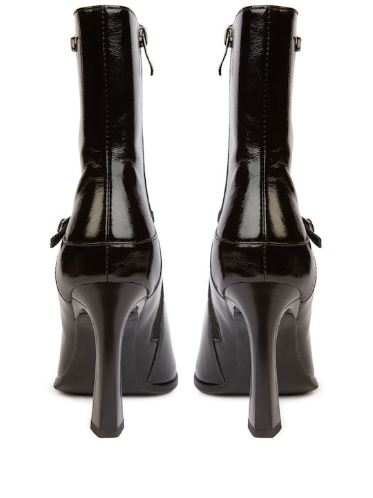 Leder Stiefeletten Damen Schwarz