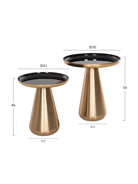 Round Side Table Oluf Metal Gold & Black 2pcs L50xW50xH56cm.