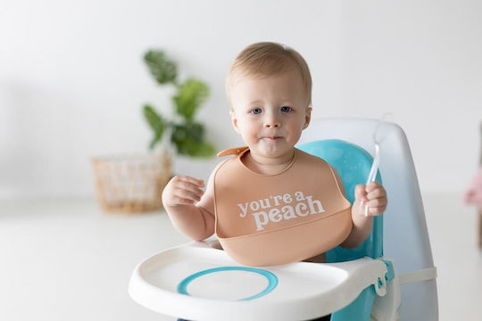 Pearhead Bib Silicone with Pocket Peach for 6 m+ 2pcs