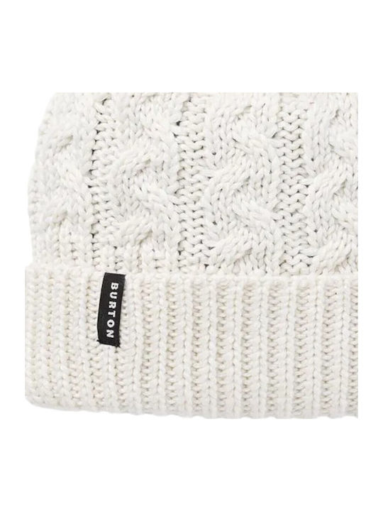 Beanie Γυναικείος Fleece Σκούφος Πλεκτός σε Λευκό χρώμα