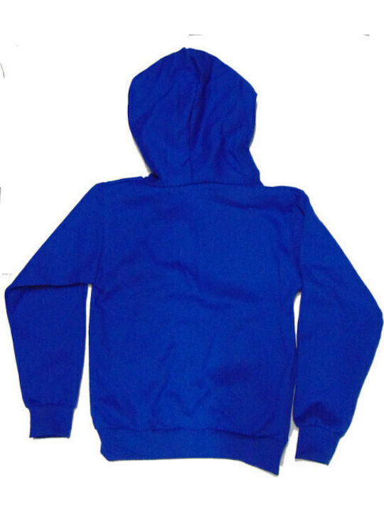 Fleece Παιδικό Φούτερ με Κουκούλα και Τσέπες Μπλε ρουαλ