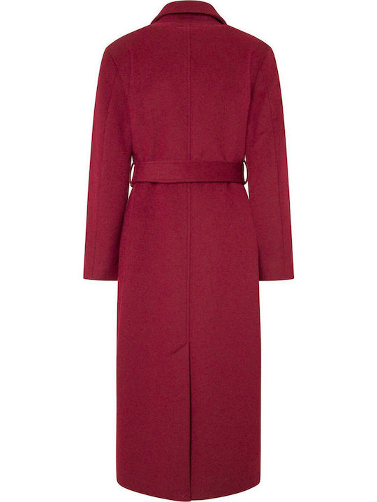 Brenda Women's Burnt Red Coat with Buttons