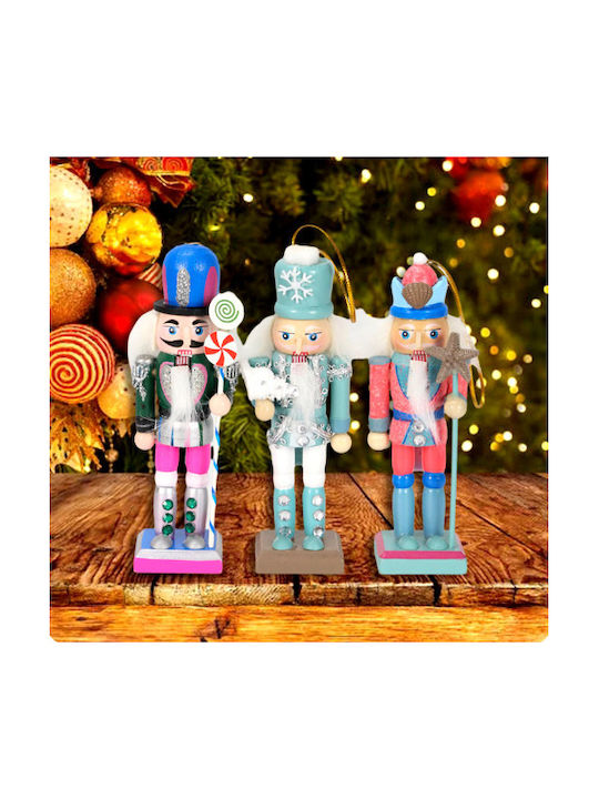 Hängender Nussknacker Ornament Hölzern Set 3Stück