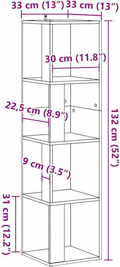 Eckiges Wandregal Braune 33x33x132cm