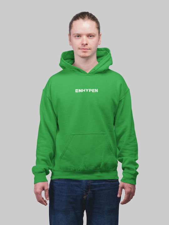 Enhypen center Hooded Sweatshirt - KELLY GREEN