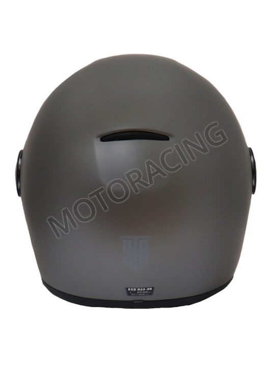 STR Heritage Grey Mat Motorcycle Helmet Full Face ECE 22.06