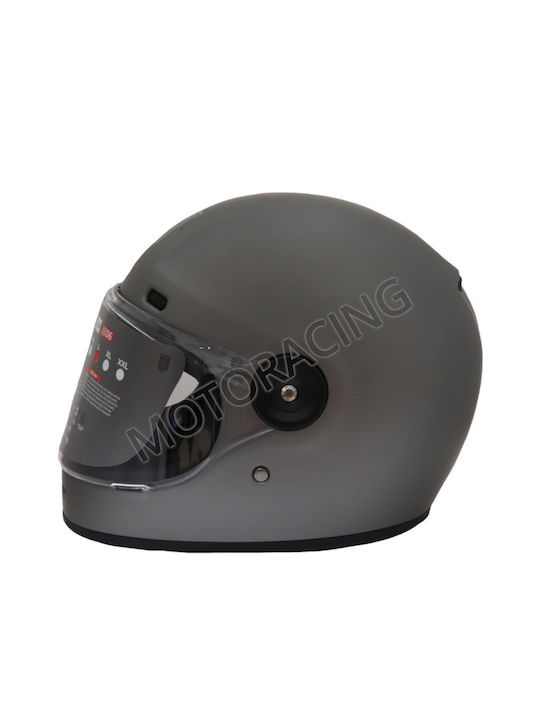 STR Heritage Grey Mat Motorcycle Helmet Full Face ECE 22.06