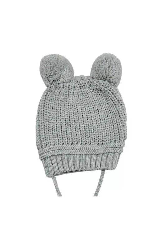 Pugi Kids Beanie Knitted Gray for Newborn