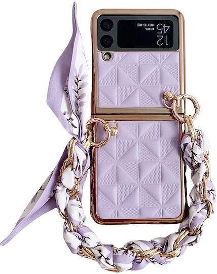 Back Cover Δερμάτινο / Δερματίνης με Λουράκι Μωβ (Galaxy Z Flip3 5G)