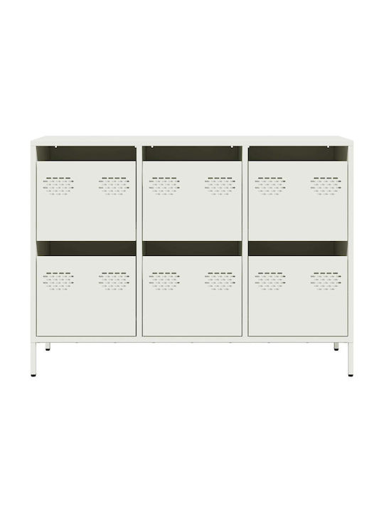 Sideboard made of Metal with Drawers White 101.5x39x73.5cm