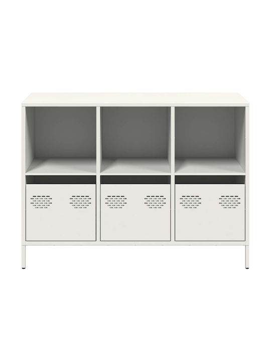 Sideboard made of Metal with Drawers White 101.5x39x73.5cm