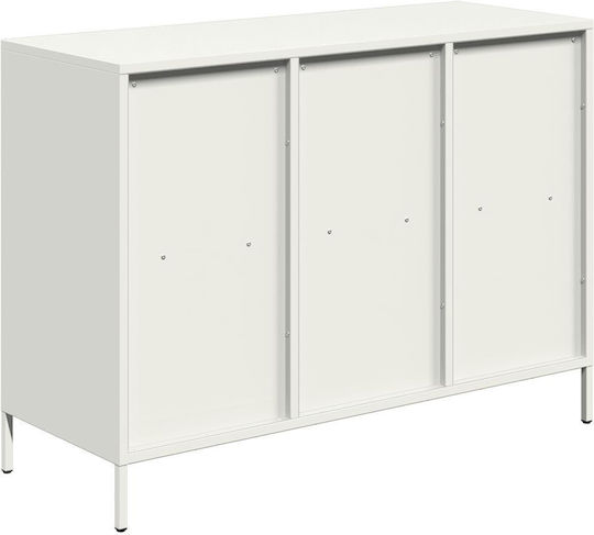 Sideboard made of Metal with Drawers White 101.5x39x73.5cm