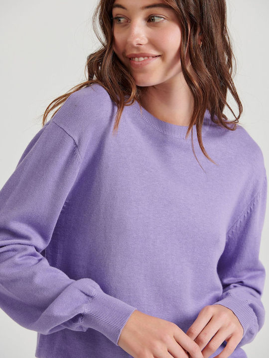 Women's Long Sleeve Sweater Cotton Royal Lilac Purple