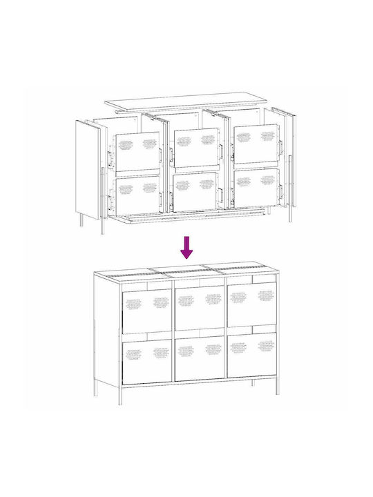 Sideboard made of Metal with Drawers White 101.5x39x73.5cm