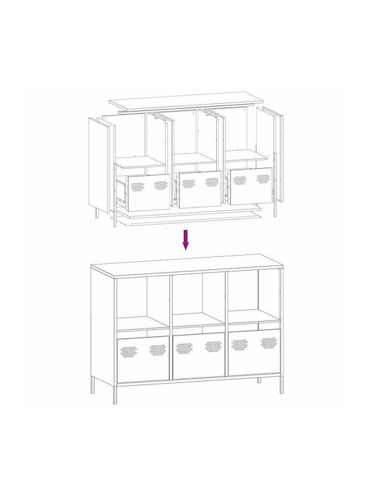 Sideboard made of Metal with Drawers White 101.5x39x73.5cm
