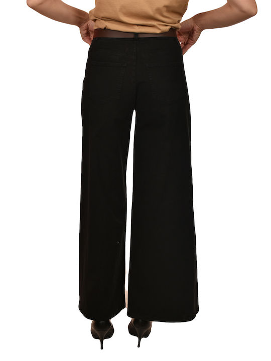Damen Chino Hose Schlag Black