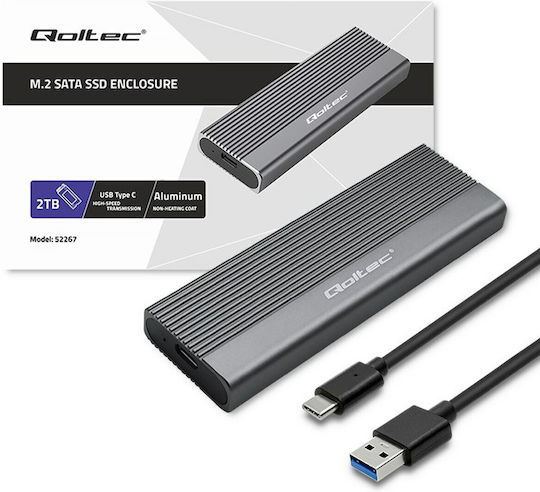 Qoltec Θήκη για Σκληρό Δίσκο M.2 SATA III με σύνδεση USB 3.0 σε Γκρι χρώμα