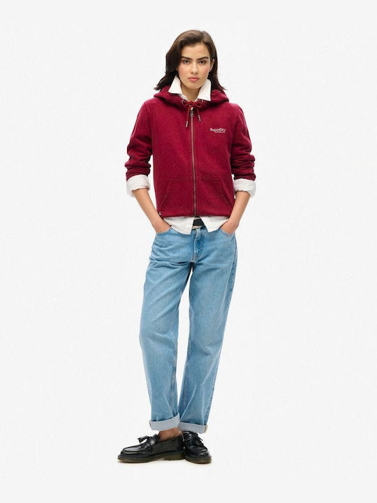 Superdry Essential Logo Women's Hooded Cardigan Bordeaux