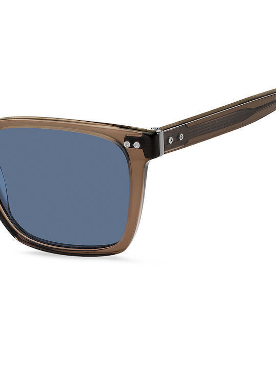 Tommy Hilfiger Men's Sunglasses with Brown Plastic Frame and Blue Lens TH2127/S 09Q/KU