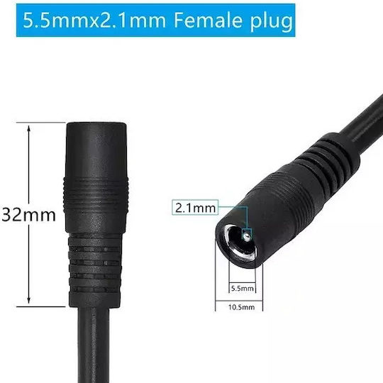 Cablu de Extensie pentru Alimentare Camere IP Zola 5 m Lungime Fabricat din ABS 12V DC Negru
