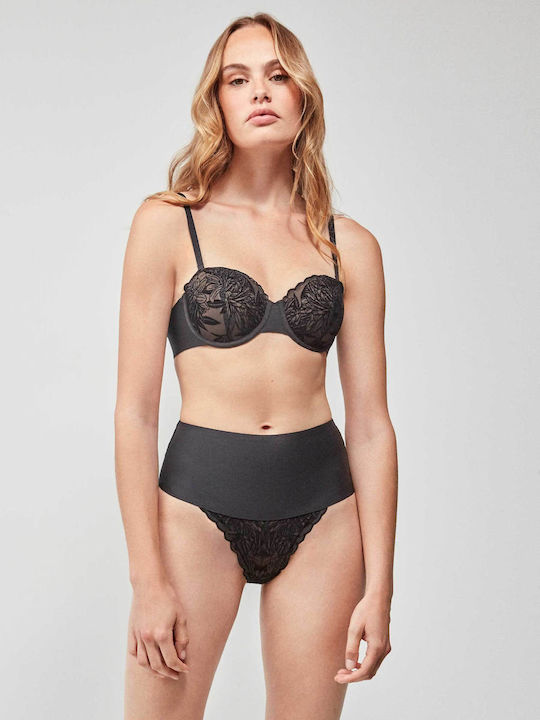 Strapless Bra with Light Padding Underwire Black