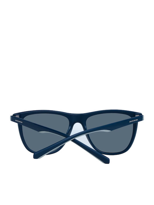 Skechers Men's Sunglasses with Navy Blue Horn-Rimmed Frame and Silver Mirror Lens SE6118 91V