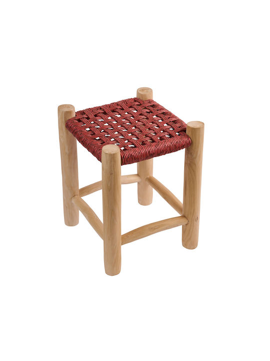 Stool For Living Room Wooden Noor Red 35x35x47cm