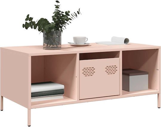 Rechteckiger Zentraler Kaffeetisch Aus Metall Rosa M101.5xL50xH43.5cm