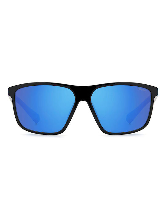 Polaroid Men's Sunglasses with Black Plastic Frame and Blue Polarized Lens PLD7044/S OY4/5X