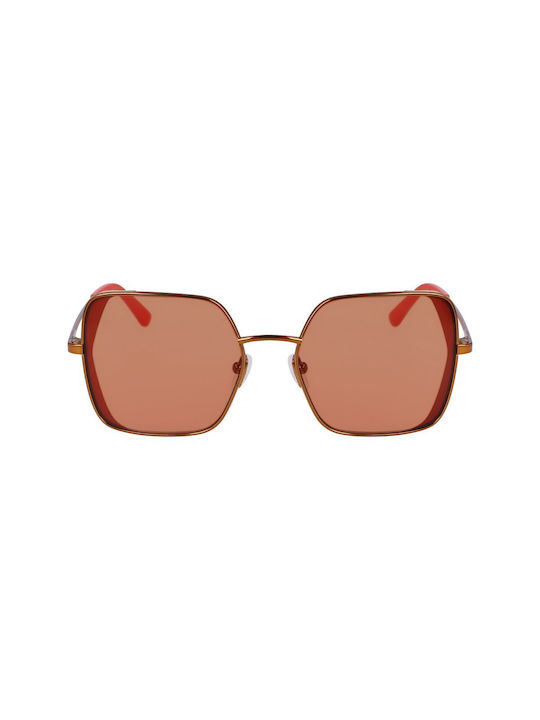 Karl Lagerfeld Women's Sunglasses with Rose Gold Metal Frame and Brown Lens KL340S-800