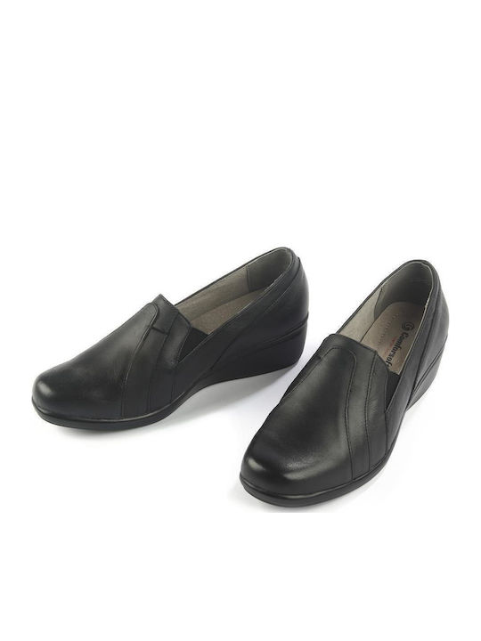 Leather Women's Moccasins in Black Color