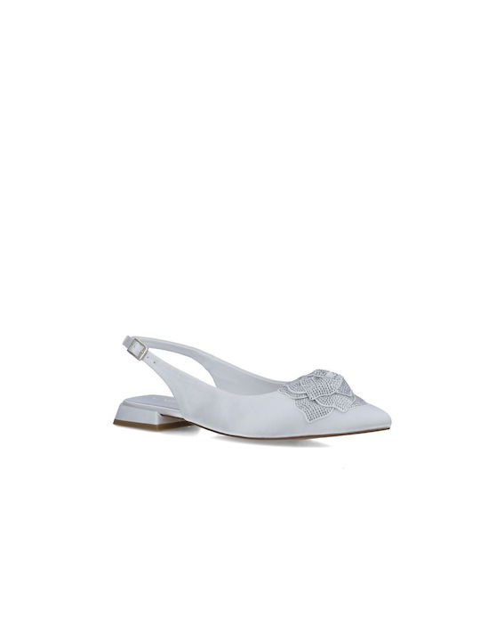 Menbur Satin Ballerinas White