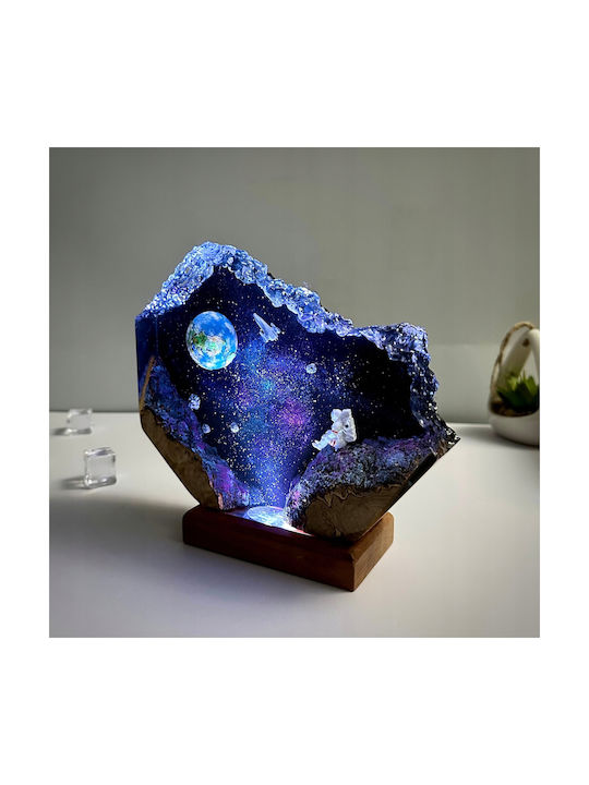 Night Light Cosmos Rocket Decorative Wooden + Epoxy Resin