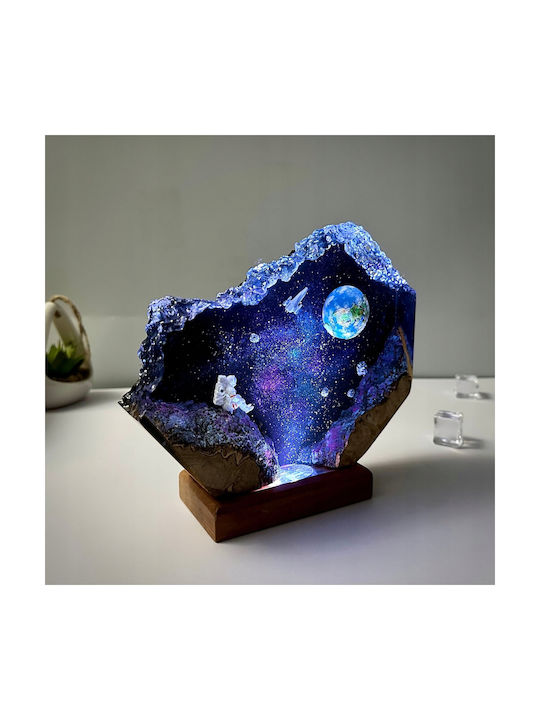 Night Light Cosmos Rocket Decorative Wooden + Epoxy Resin