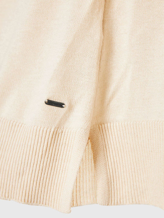 Women's Long Sleeve Sweater Cotton Beige