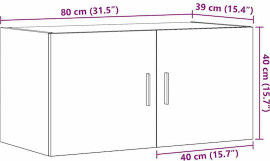 Hängeschrank fürs Wohnzimmer aus Spanplatte Artisan-Eiche 80x39x40cm