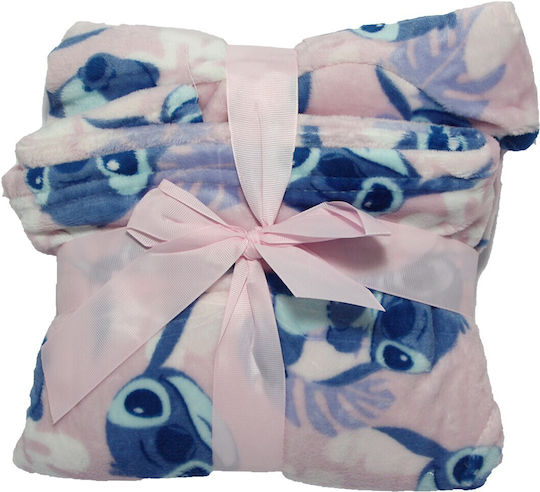 Disney Lilo & Stitch Παιδική Κουβέρτα Μπλούζα Fleece Coral Μανίκια Κουκούλα Aym076257 Ανοιχτό Ροζ