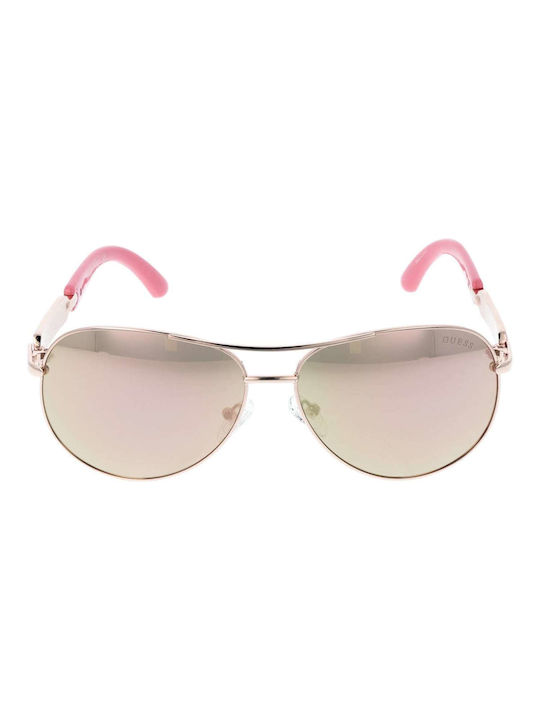 Guess Women's Sunglasses with Rose Gold Metal Frame and Pink Mirror Lens GU7295 28G