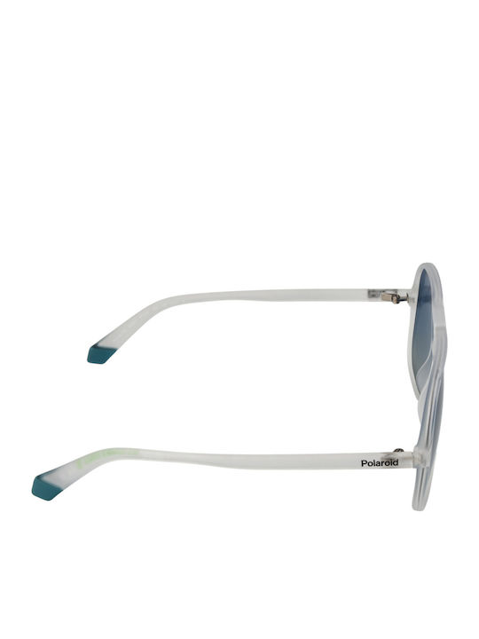 Polaroid Men's Sunglasses with White Plastic Frame and Blue Gradient Lens PLD6217/S 2M4/Z7