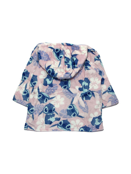 Disney Lilo & Stitch Παιδική Κουβέρτα Μπλούζα Fleece Coral Μανίκια Κουκούλα Aym076257 Ανοιχτό Ροζ