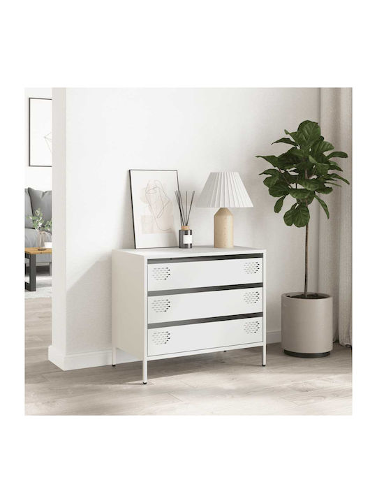 Metallic Chest of Drawers White 68x39x58.5cm