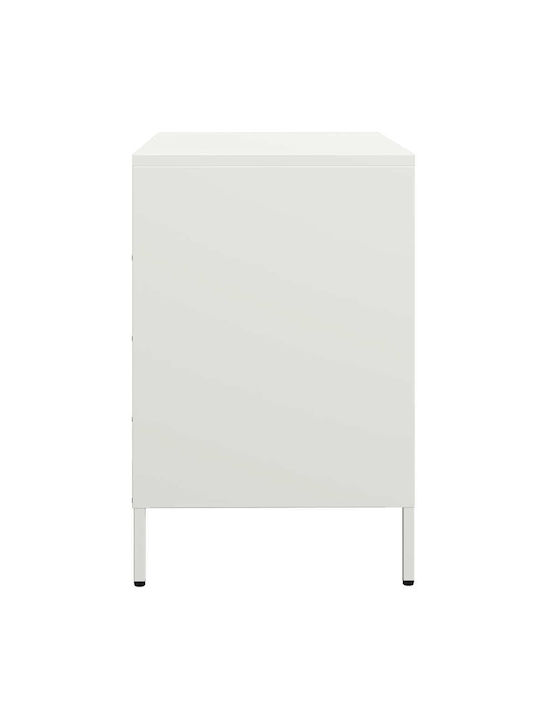 Metallic Chest of Drawers with 3 Drawers White 68x39x58.5cm