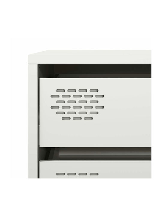 Metallic Chest of Drawers with 3 Drawers White 68x39x58.5cm
